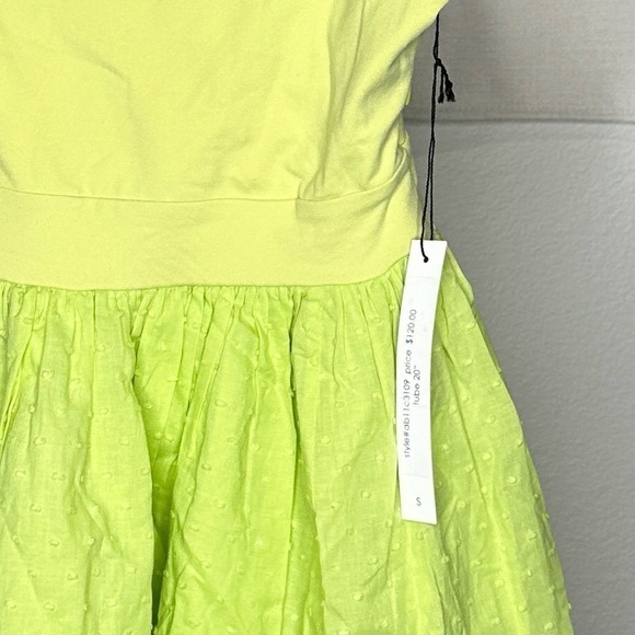 NWT - Susana Monaco Chartreuse mini dress with Swiss dot skirt - Picture 3 of 3
